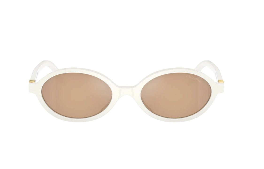(Women) MIU MIU  White Oval Acetate Sunglasses with Patterned Temples. SMU04Z1420D 圖 3