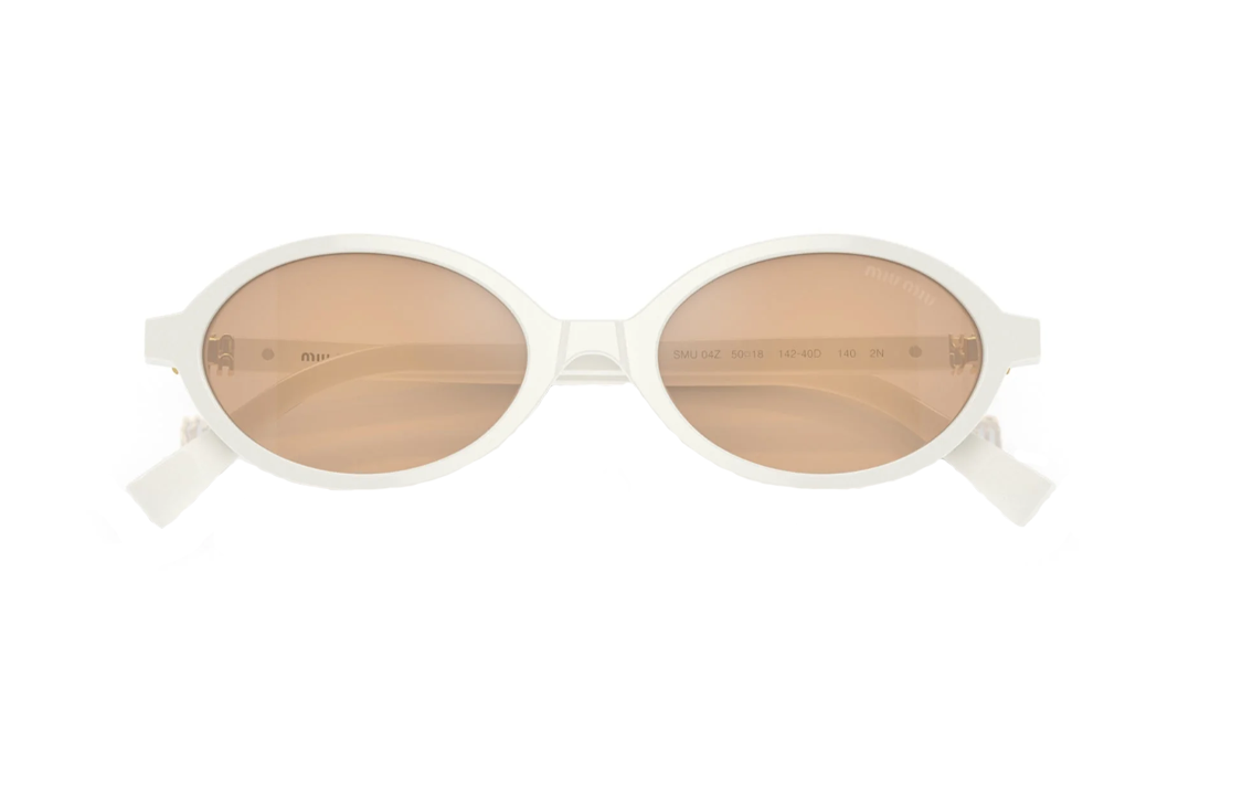 (Women) MIU MIU  White Oval Acetate Sunglasses with Patterned Temples. SMU04Z1420D 圖 4