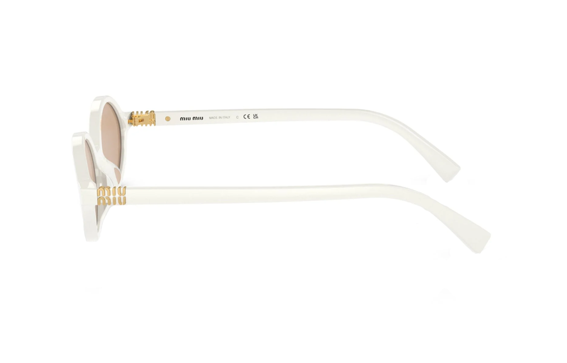 (Women) MIU MIU  White Oval Acetate Sunglasses with Patterned Temples. SMU04Z1420D 圖 5
