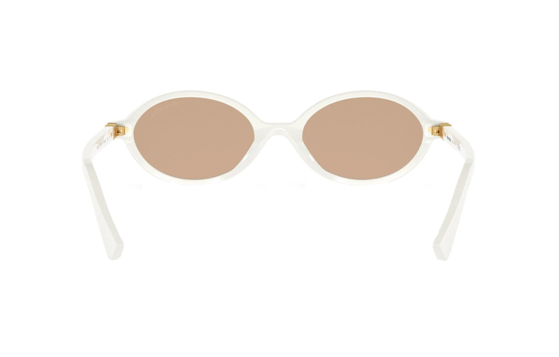 (Women) MIU MIU  White Oval Acetate Sunglasses with Patterned Temples. SMU04Z1420D 圖 6
