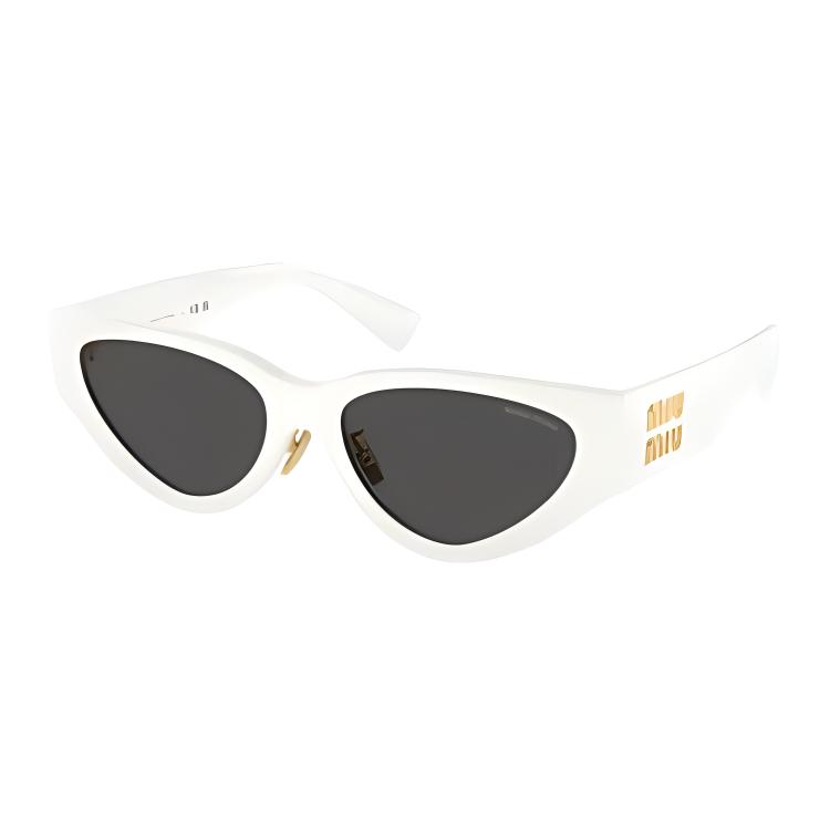 Order (W) MIU MIU Gafas de Sol Ovaladas Blancas con Diseño de Logo. 0MU03ZS1425S054
