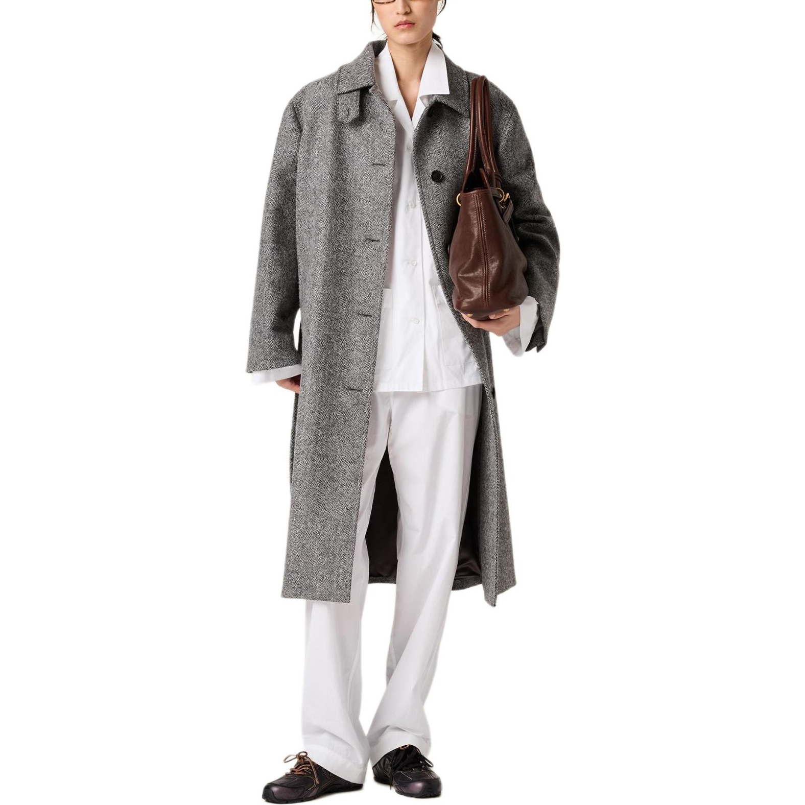 Purchase (W) MIU MIU 白色寬鬆刺繡Logo長袖襯衫 MK1884-15UL-F0009-S-OOO