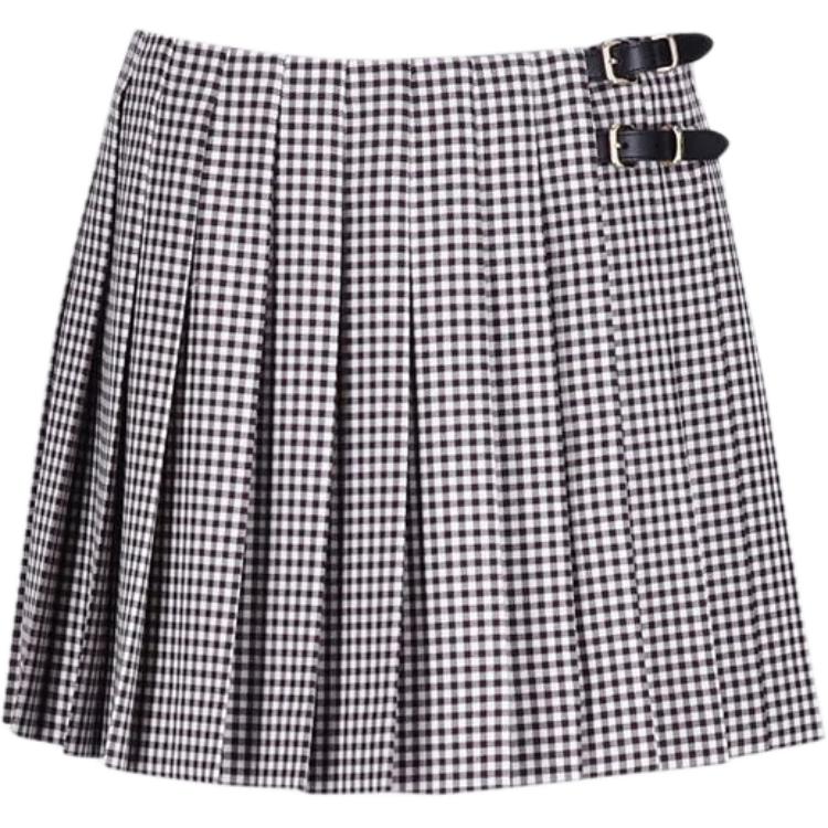 Order (W) MIU MIU Skirt Plaid Putih Logo Mini Lipat. MG2276-15Q5-F0VA5