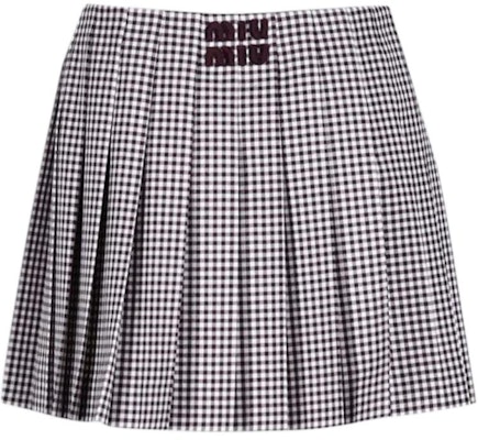 (W) MIU MIU Skirt Plaid Putih Logo Mini Lipat. MG2276-15Q5-F0VA5 Lookbook (W) MIU MIU Skirt Plaid Putih Logo Mini Lipat. MG2276-15Q5-F0VA5