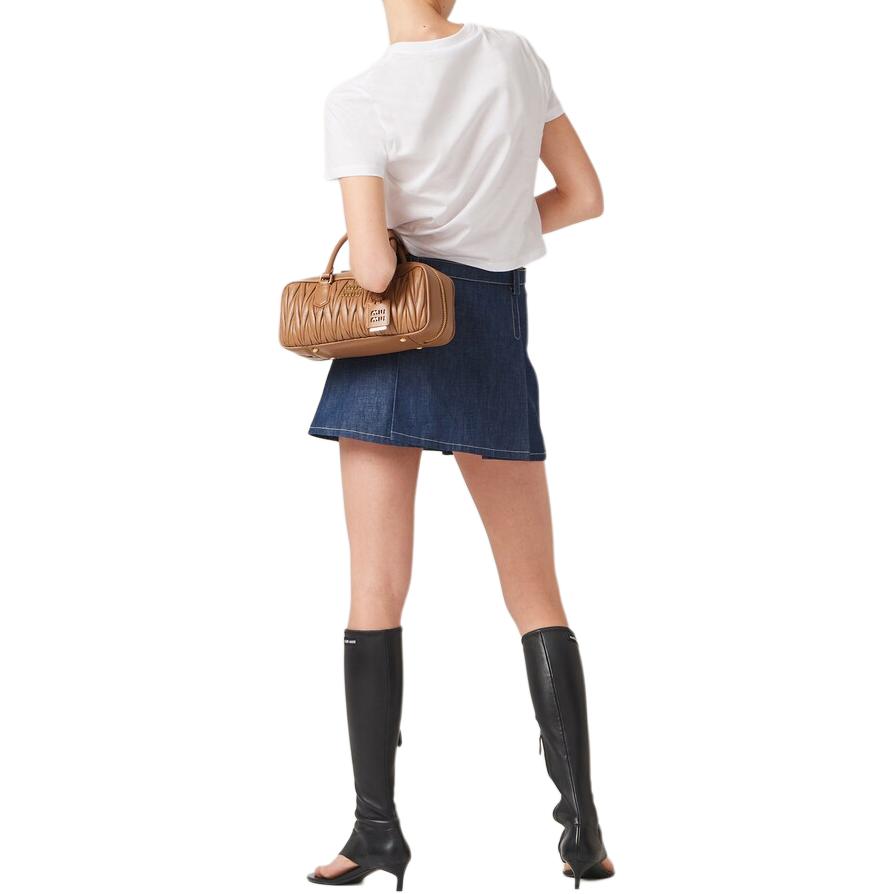 Shop (W) MIU MIU Kemeja-T Lengan Pendek Logo Putih Pure Crewneck. MJN483-1YW0-F0009-S-232