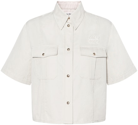 (W) MIU MIU ホワイト 半袖 襟付き ボタンアップ シャツ MK1862-144D-F0A08-S-OOO Buy (W) MIU MIU ホワイト 半袖 襟付き ボタンアップ シャツ MK1862-144D-F0A08-S-OOO