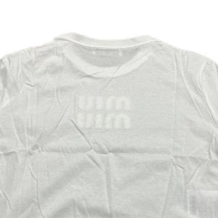 Cheap (W) MIU MIU 白色短袖圆领露脐上衣 MJN483-1YXT-F0009