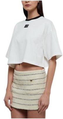 (W) MIU MIU 白色短袖字母印花短款T恤 MJN523-14EL-F0009 Shop (W) MIU MIU 白色短袖字母印花短款T恤 MJN523-14EL-F0009