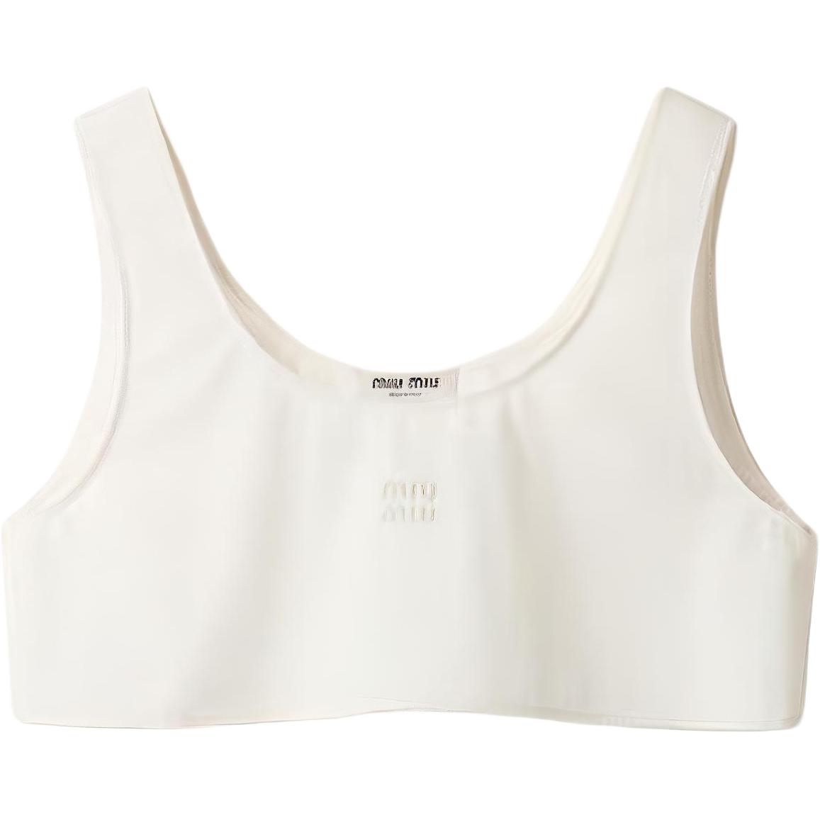 (Women) MIU MIU  White Sleeveless Cotton Tank Top with Printed Design. MT1982-10RG-F0304-S-OOO