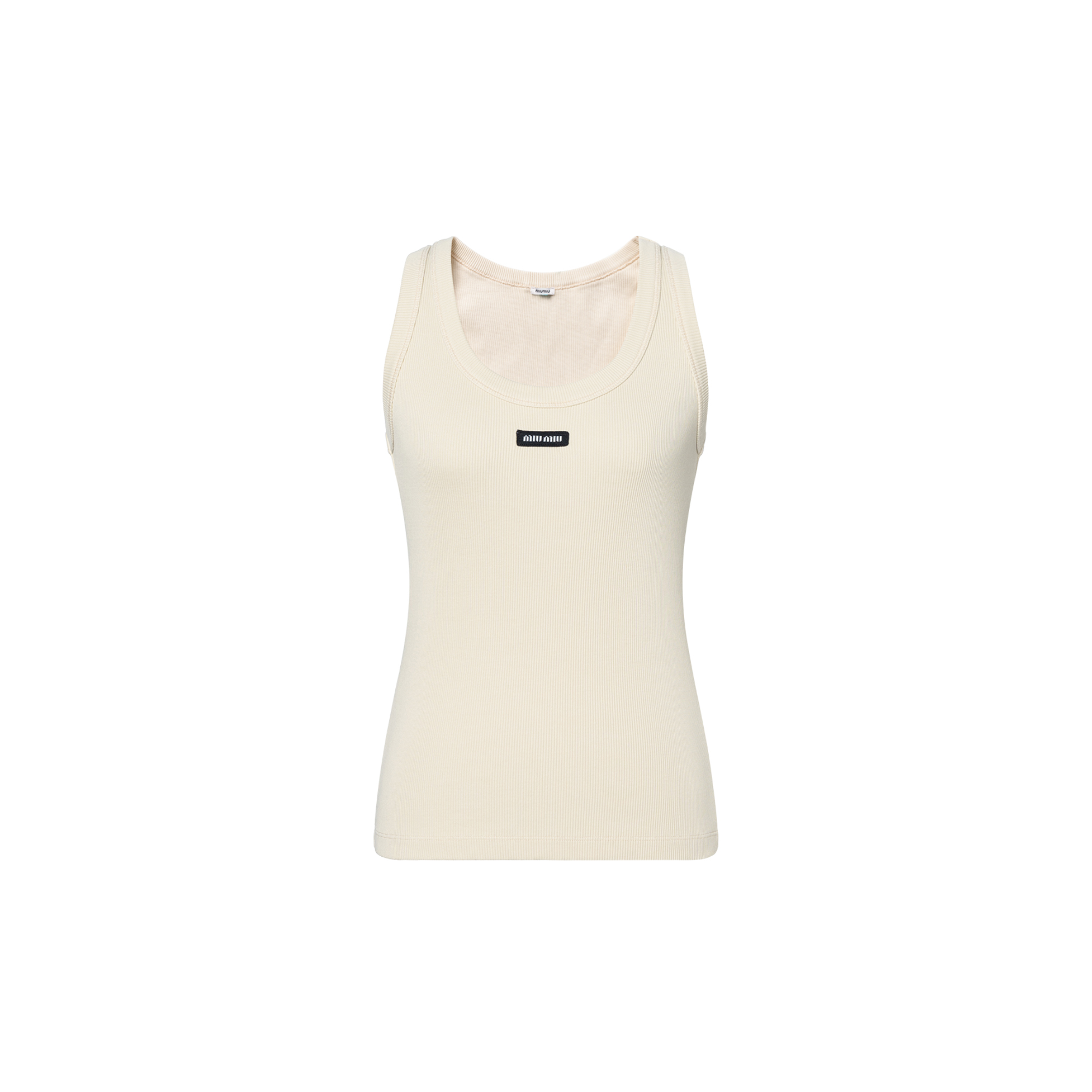Order (W) MIU MIU 白色无袖修身背心带标志 MJT694-1464-F0018-S-OOO