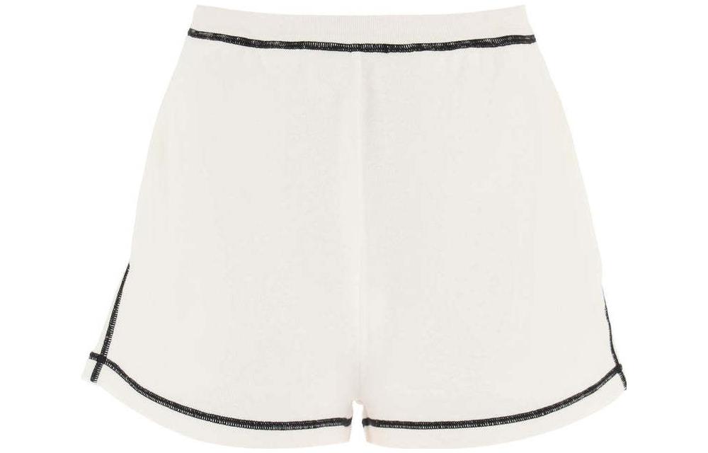 (Women) MIU MIU  White Solid Color Printed Straight Shorts. MMP189-12ZK-F0964