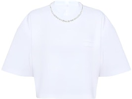 (Women) MIU MIU White Solid Color Round Neck Short Sleeve T-Shirt SS22 MJN403-11MX-F0009 (Women) MIU MIU White Solid Color Round Neck Short Sleeve T-Shirt SS22 MJN403-11MX-F0009