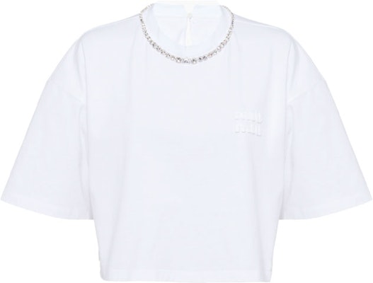 (W) Camiseta Blanca MIU MIU Cuello Redondo Manga Corta SS22. MJN403-11MX-F0009 Order (W) Camiseta Blanca MIU MIU Cuello Redondo Manga Corta SS22. MJN403-11MX-F0009