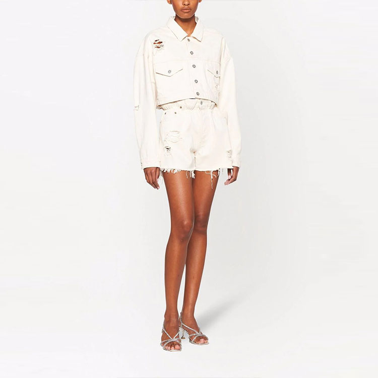 Lookbook (Women) MIU MIU  White Solid Cropped Denim Jacket GWB140-10KV-F0379