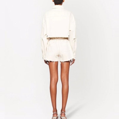 (Women) MIU MIU White Solid Cropped Denim Jacket GWB140-10KV-F0379 Shop (Women) MIU MIU White Solid Cropped Denim Jacket GWB140-10KV-F0379