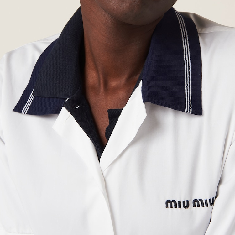 (Women) MIU MIU  White Striped Button-Up Shirt with Logo Embroidery. MK1857-10RG-F0009-S-OOO 圖 6