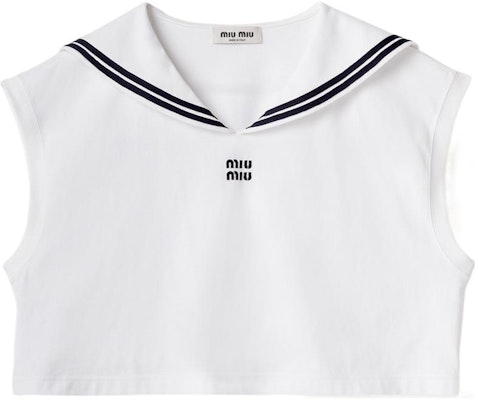 (W) MIU MIU 白色V領無袖短版T恤 SS24 MJT689-14EM-F0009-S-OOO Buy (W) MIU MIU 白色V領無袖短版T恤 SS24 MJT689-14EM-F0009-S-OOO