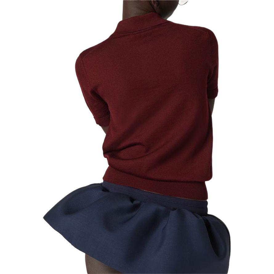 Shop (W) MIU MIU Baju Polo Rajut Wool Logo Merah Gelap MML933-14RH-F0399-S-OOO