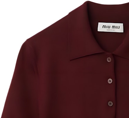 (W) MIU MIU Baju Polo Rajut Wool Logo Merah Gelap MML933-14RH-F0399-S-OOO Cheap (W) MIU MIU Baju Polo Rajut Wool Logo Merah Gelap MML933-14RH-F0399-S-OOO