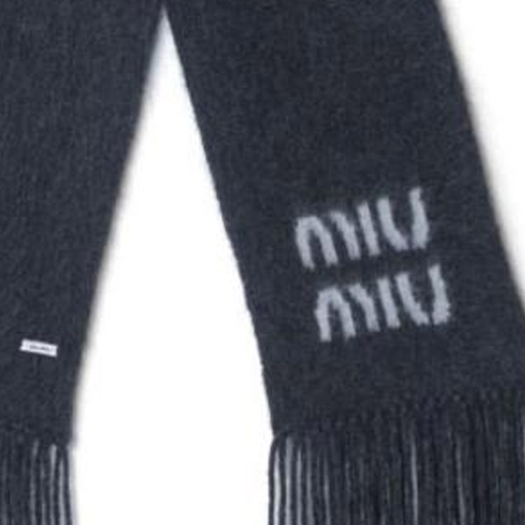 (Women) MIU MIU  Wool Scarf with Logo and Tassel Details - Blue. 5FS0622CQDF0008 圖 3