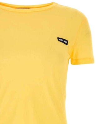 (W) MIU MIU 黃色標誌貼布短袖圓領T恤 FW24 MJN466-13VO-F0010 Shop (W) MIU MIU 黃色標誌貼布短袖圓領T恤 FW24 MJN466-13VO-F0010