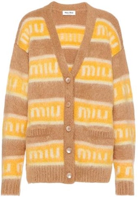 (W) MIU MIU 黄色条纹logo针织毛衣 FW22. MMF656-11YG-F0040 Order (W) MIU MIU 黄色条纹logo针织毛衣 FW22. MMF656-11YG-F0040