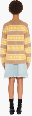 (W) MIU MIU 黄色条纹logo针织毛衣 FW22. MMF656-11YG-F0040 Purchase (W) MIU MIU 黄色条纹logo针织毛衣 FW22. MMF656-11YG-F0040