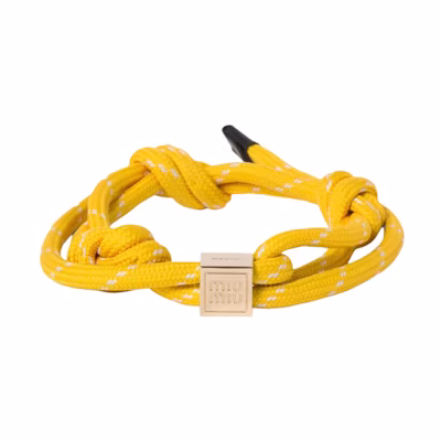 (Women) MIU MIU Yellow Nylon Bracelet with Engraved Design. 5IB5383L74F0010