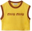 Buy (W) MIU MIU Top Corto Sin Mangas Amarillo con Logo Contraste. MJT685-115L-F0Q8L-S-OOO