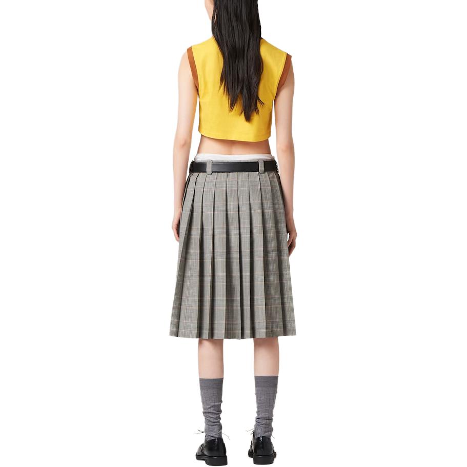 Shop (W) MIU MIU Top Corto Sin Mangas Amarillo con Logo Contraste. MJT685-115L-F0Q8L-S-OOO