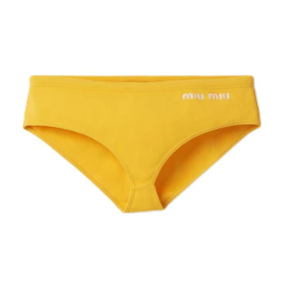 (Women) MIU MIU Yellow Triangle Bikini with Solid Logo Embroidery. MMP248-14SJ-F0010-S-OOO