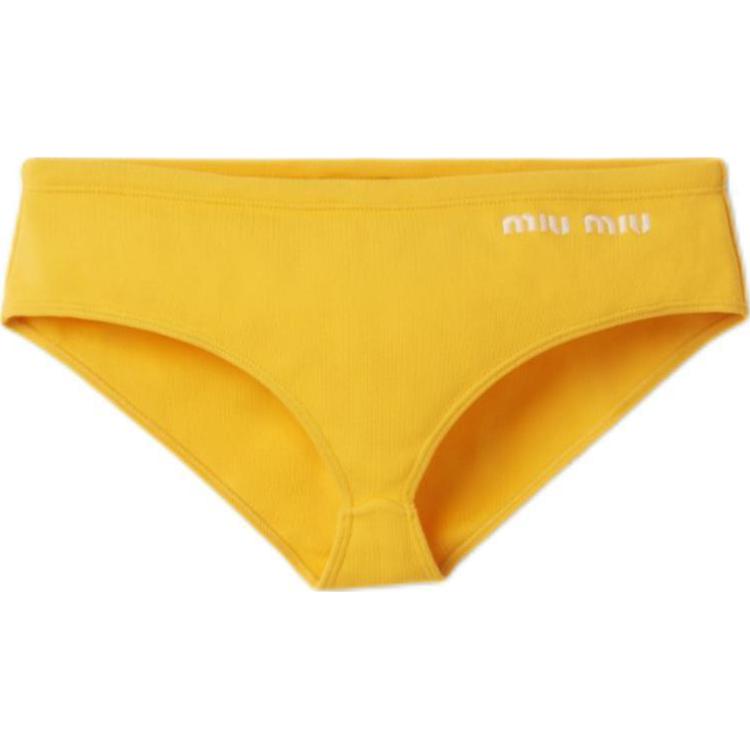 Order (Women) MIU MIU  Yellow Triangle Bikini with Solid Logo Embroidery. MMP248-14SJ-F0010-S-OOO