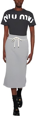 (W) MIU MIU 字母印花黑色短袖圓領上衣 女款 SS23 MJN458-12YG-F0002 Lookbook (W) MIU MIU 字母印花黑色短袖圓領上衣 女款 SS23 MJN458-12YG-F0002