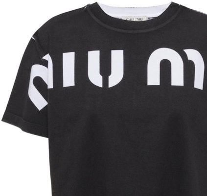 (W) MIU MIU 字母印花黑色短袖圓領上衣 女款 SS23 MJN458-12YG-F0002 Details for (W) MIU MIU 字母印花黑色短袖圓領上衣 女款 SS23 MJN458-12YG-F0002