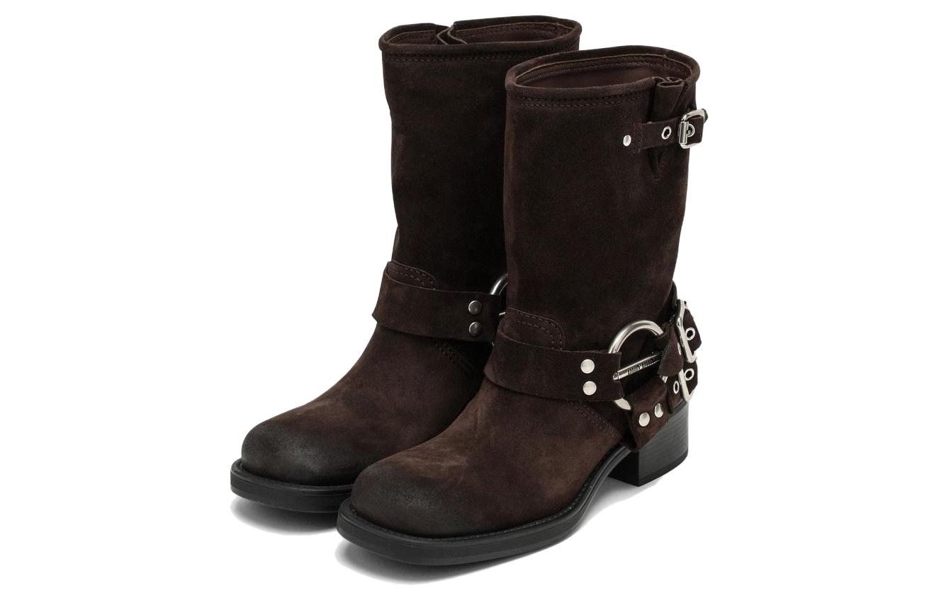 Lookbook (W) MIU MIU Sepatu Boot Ankle 'Fashion Buckle Coklat' 5U845D_0B2_F0003