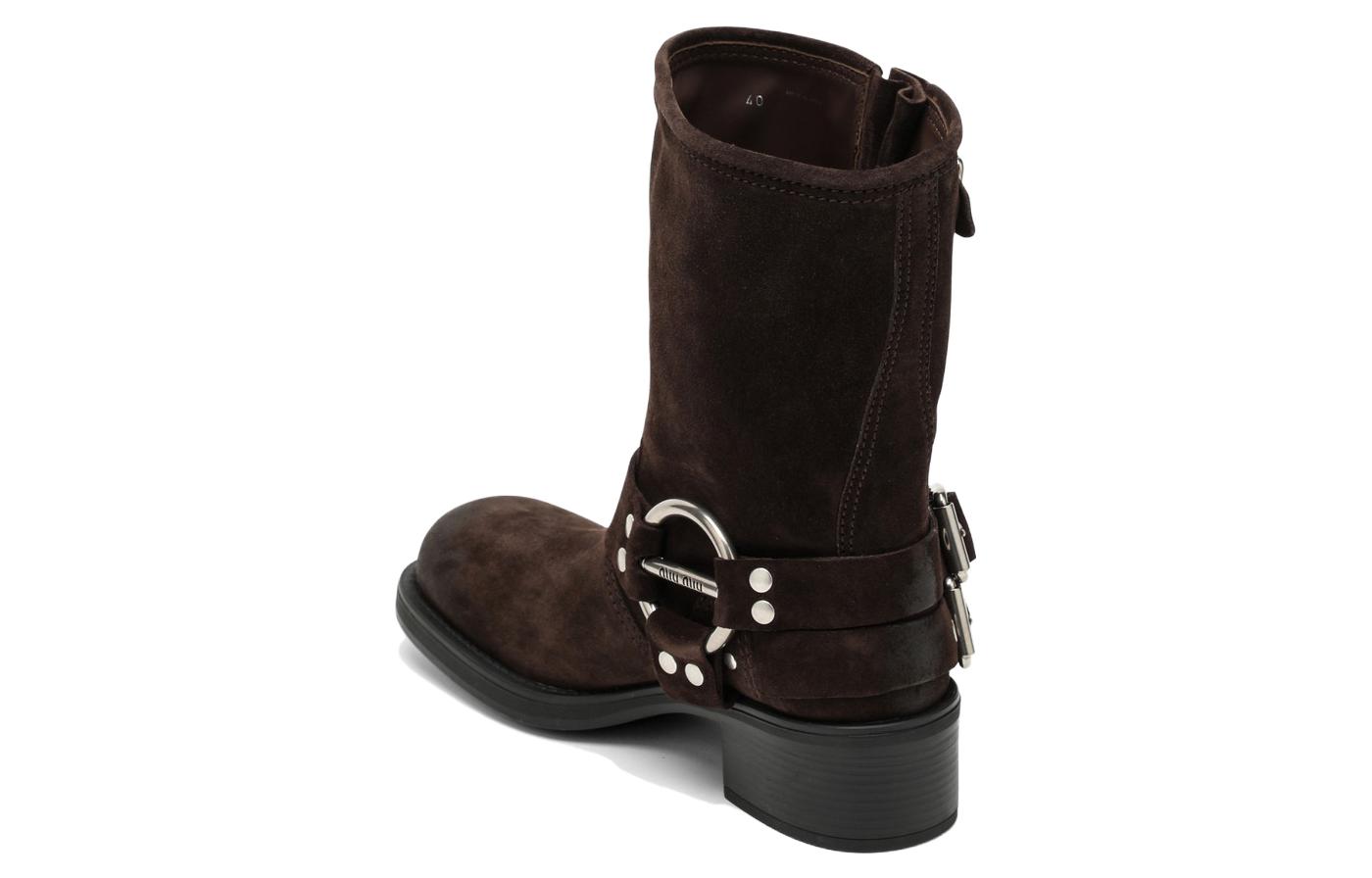 Purchase (W) MIU MIU Sepatu Boot Ankle 'Fashion Buckle Coklat' 5U845D_0B2_F0003