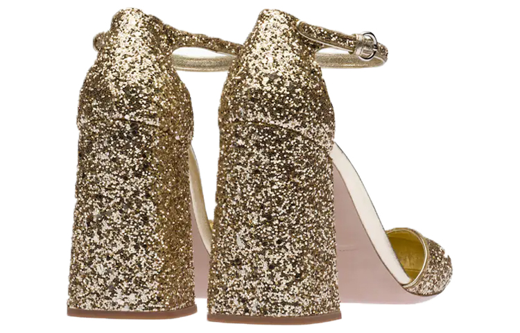 Shop (W) MIU MIU Ankle Strap Glitter Pumps 'Kuning Pyrite' 5I730D_36B_F0846_F_100