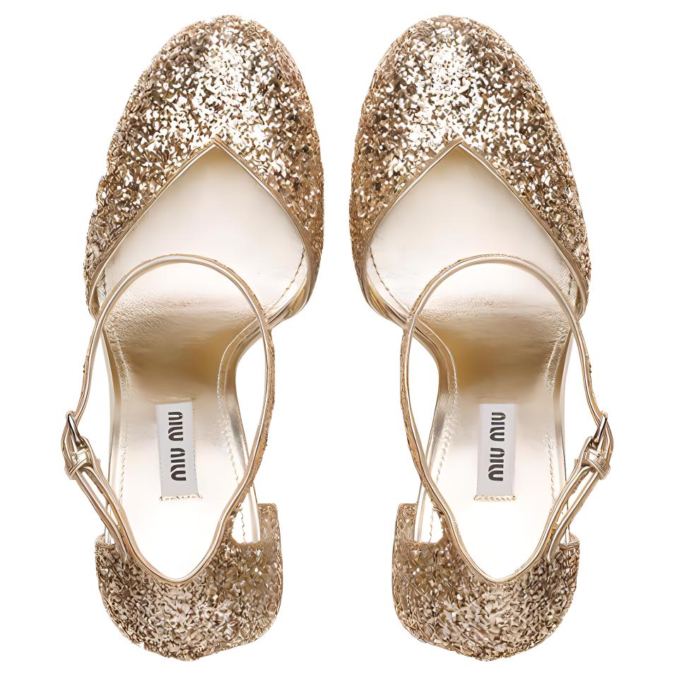 Purchase (W) MIU MIU Ankle Strap Glitter Pumps 'Kuning Pyrite' 5I730D_36B_F0846_F_100