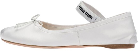 (Women) MIU MIU Ballet Flat 'Satin White' 5F794D_QU6_F0009_F_A005 (Women) MIU MIU Ballet Flat 'Satin White' 5F794D_QU6_F0009_F_A005