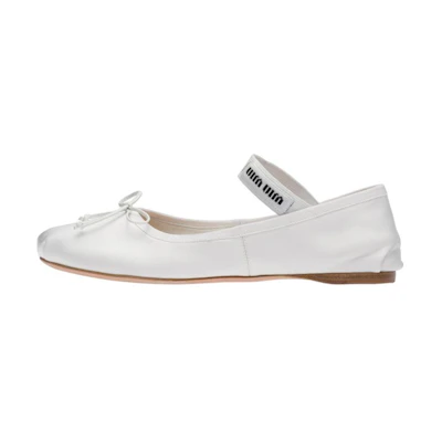 (W) MIU MIU Ballet Flat 'Satin White'