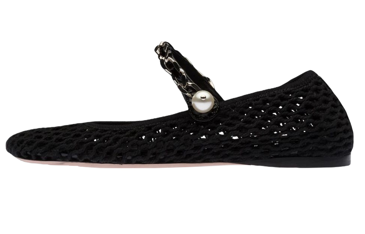 (W) MIU MIU Ballet Flats 'Black Knit'