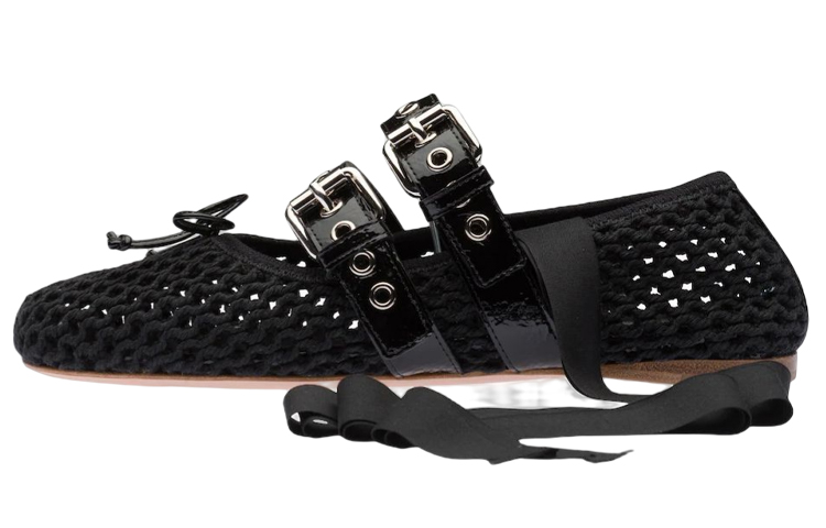 Buy (W) MIU MIU 黑色针织时尚芭蕾平底鞋 5F737D_1E46_F0002_F_005