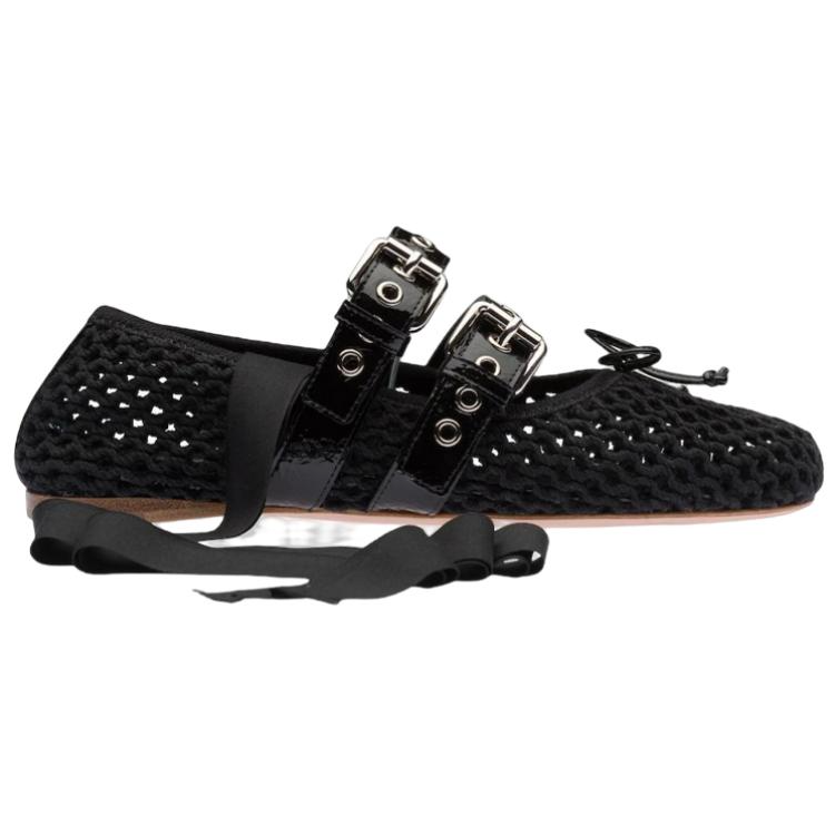 Order (W) MIU MIU 黑色针织时尚芭蕾平底鞋 5F737D_1E46_F0002_F_005