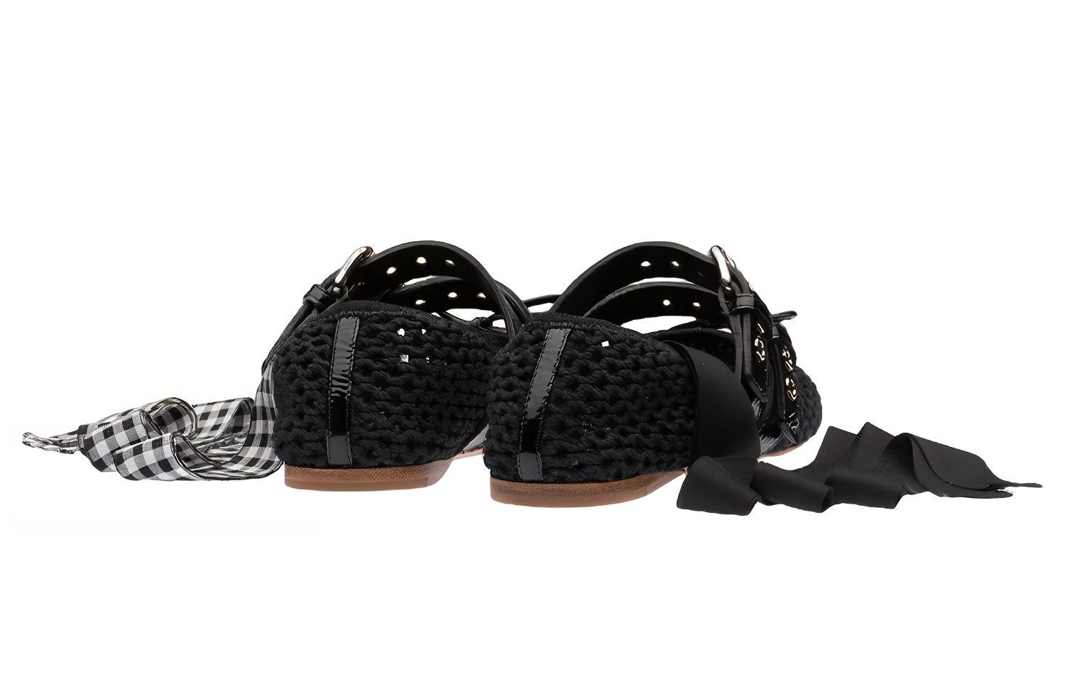 Shop (W) MIU MIU 黑色针织时尚芭蕾平底鞋 5F737D_1E46_F0002_F_005