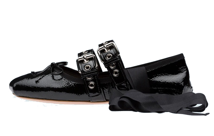 (Women) MIU MIU Ballet Flats 'Black Leather' 5F466A_H27_F0002_F_M005