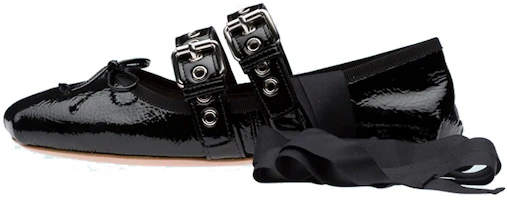 (Women) MIU MIU Ballet Flats 'Black Leather' 5F466A_H27_F0002_F_M005 (Women) MIU MIU Ballet Flats 'Black Leather' 5F466A_H27_F0002_F_M005