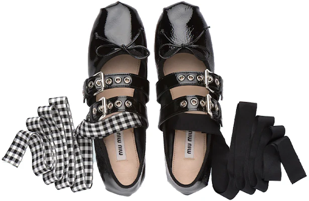 (W) MIU MIU Bailarinas 'Cuero Negro' 5F466A_H27_F0002_F_M005 Purchase (W) MIU MIU Bailarinas 'Cuero Negro' 5F466A_H27_F0002_F_M005