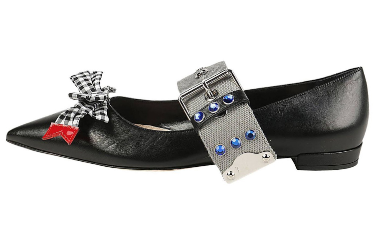 Buy (W) MIU MIU Ballerine in Pelle Nera 5F684B_XUI_F0N11