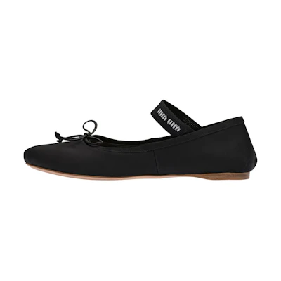 (W) MIU MIU Ballet Flats 'Black Satin'