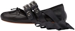 Buy (W) MIU MIU Kasut Ballet 'Satin Hitam & Reben Kulit Anak Lembu' 5F466A_3I2X_F0002_F_005
